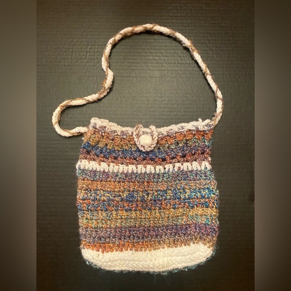 Handmade Crochet 11” Crossbody Bag Purse Boho - Picture 1 of 7